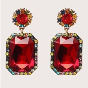 Red gemstone earring